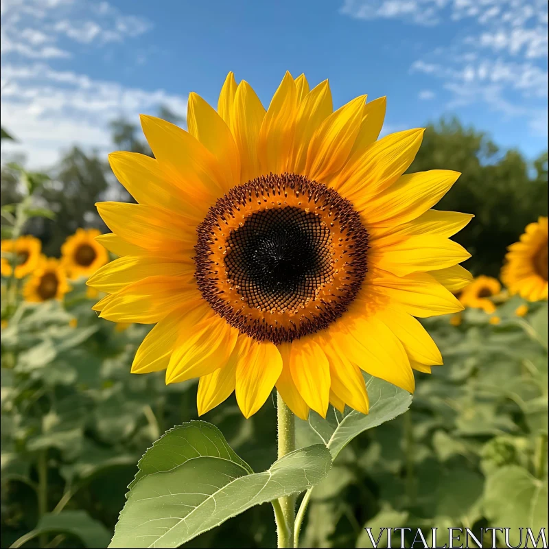 Radiant Sunflower in Sunny Field AI Image