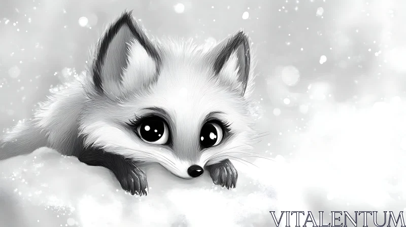 Fox Portrait in Monochrome AI Image