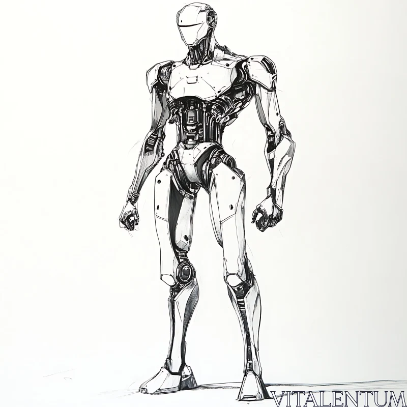 Detailed Humanoid Robot Design Illustration AI Image