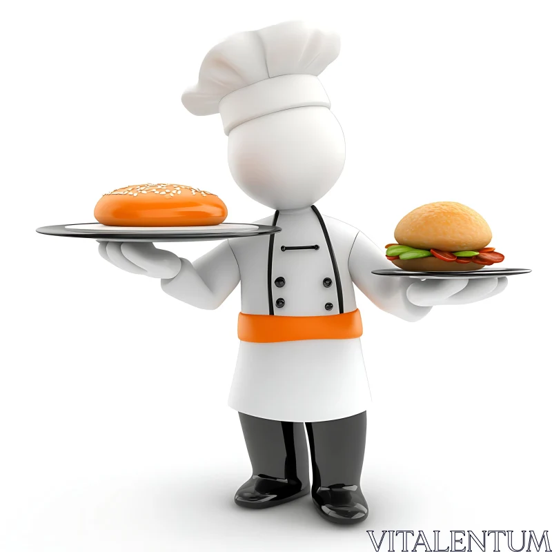 Chef Rendering with Culinary Items AI Image