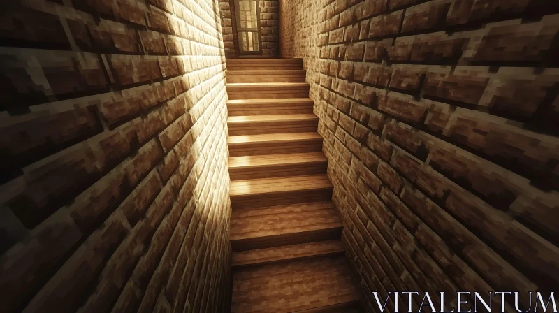 Staircase Between Brick Walls AI Image