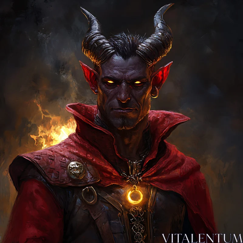 AI ART Fiery Demon in Dark Portrait