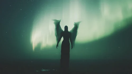 Winged Figure in Northern Lights