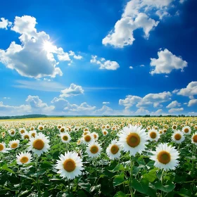 White Sunflowers in Full Bloom