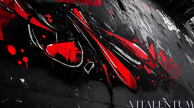 Vibrant Urban Red and Black Graffiti AI Image