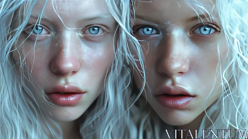 Ethereal Beauty: A Captivating Portrait of Two Young Women AI Image