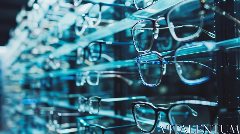Mesmerizing Glasses Display in an Optical Store AI Image