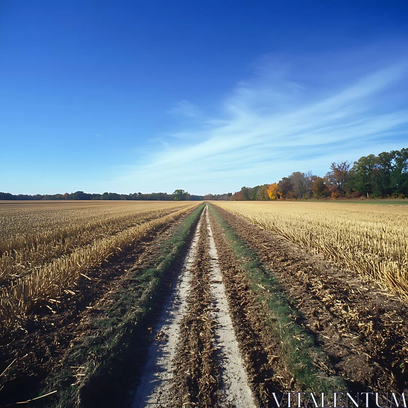 AI ART Dirt Road Through Golden Field