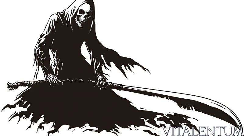 Dark Silhouette of the Grim Reaper AI Image