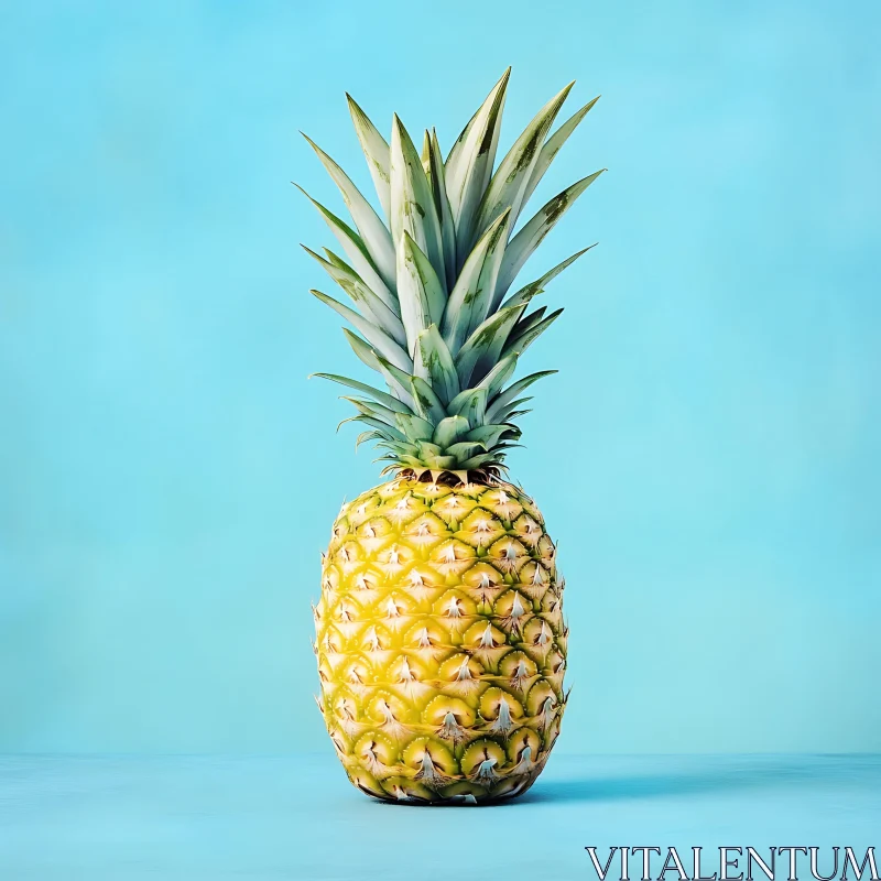 Vibrant Pineapple with Green Leaves AI Image