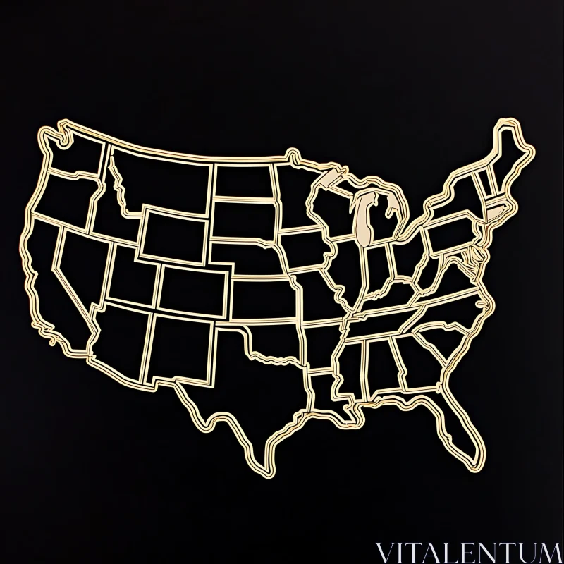 AI ART Minimalist USA Map Art