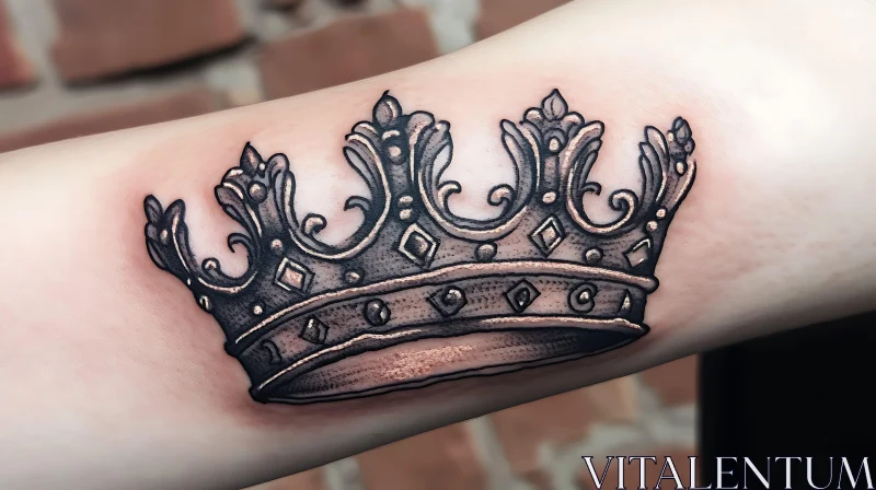 Intricate Regal Crown Tattoo Design AI Image