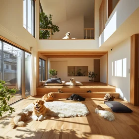 Dogs Relaxing in Modern Home