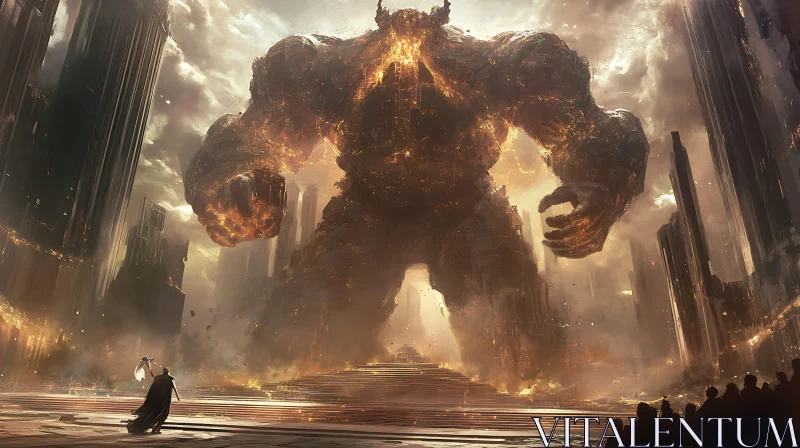 AI ART Colossus of Fire and Stone