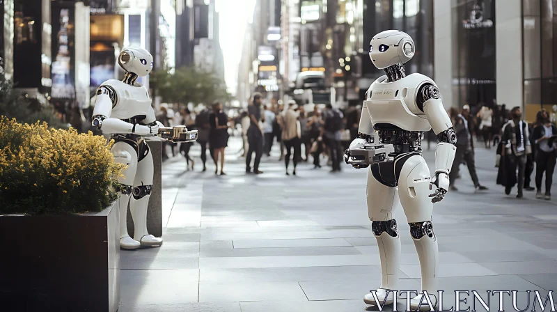 Humanoid Robots in Urban Setting AI Image