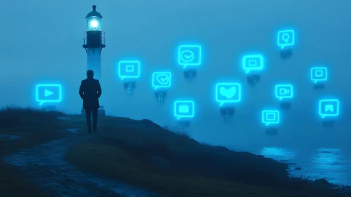 Lighthouse with Social Media Icons