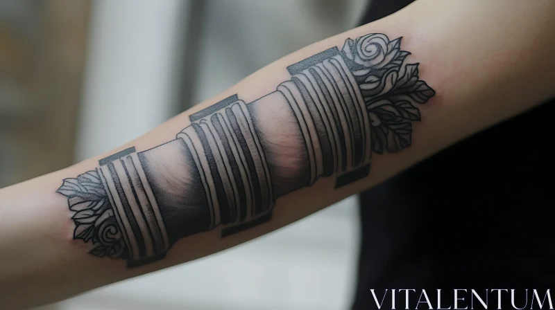 Intricately Designed Column Tattoo on Forearm AI Image