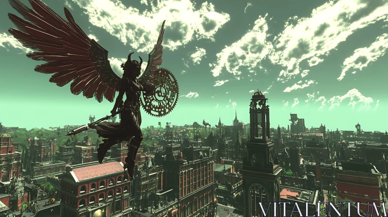 AI ART Winged Guardian of the Metropolis