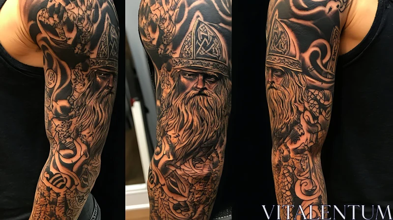 Nordic Warrior Tattoo Art AI Image