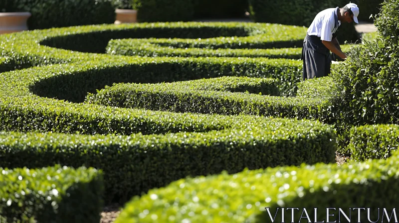 Artistic Topiary Garden Maze AI Image