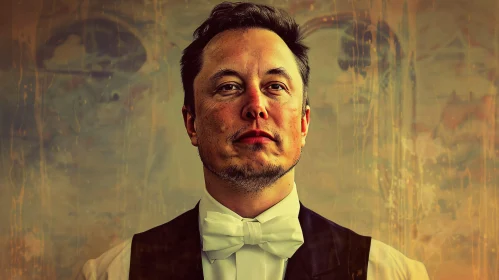 Elon Musk's Artistic Portrait in Tuxedo