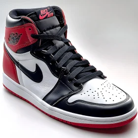 Classic Black, White, and Red Sneakers