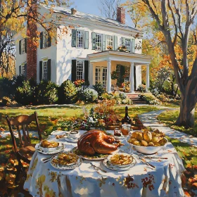 Festive Thanksgiving Celebration in Art