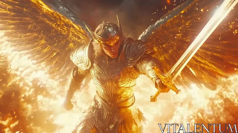 Winged Warrior of Light and Fire AI Image