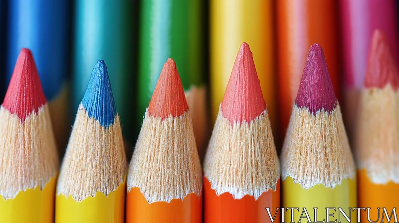 Macro Photo of Multicolored Pencils AI Image