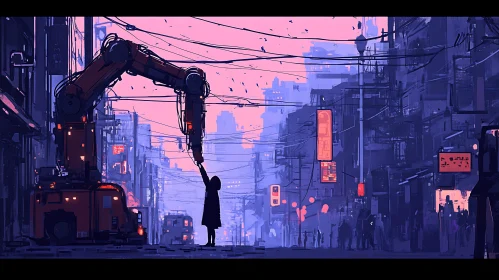 Urban Silhouette and Robotic Arm