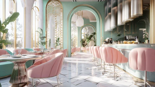 Luxurious Dining Space with Pink Seating