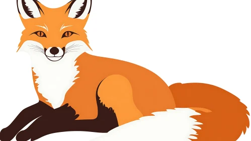 Stylized Fox Resting: A Clean Vector Art