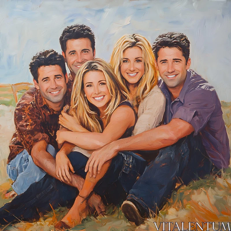 AI ART Group of Friends Smiling Together Portrait