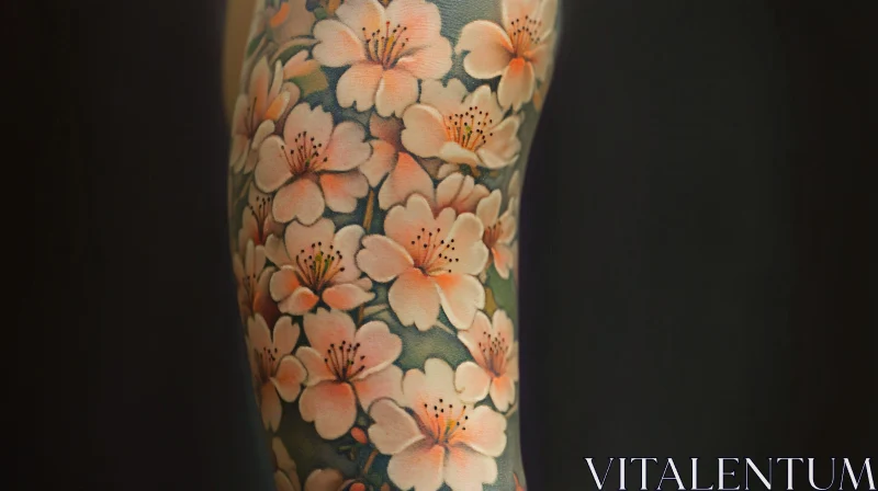 Cherry Blossom Floral Tattoo on Arm AI Image