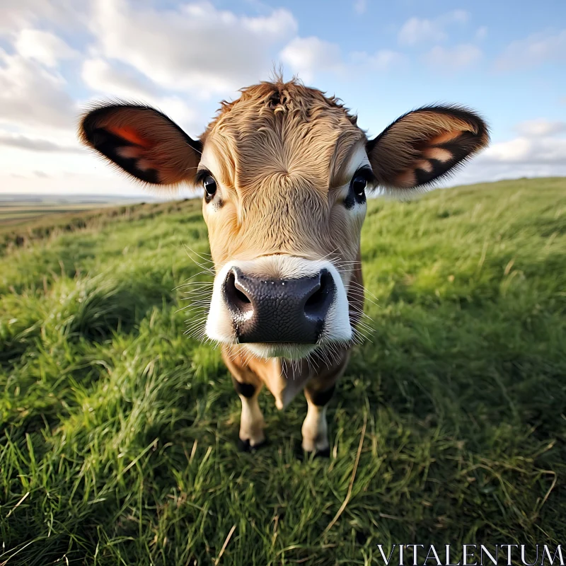 Pastoral Cow Close-Up AI Image