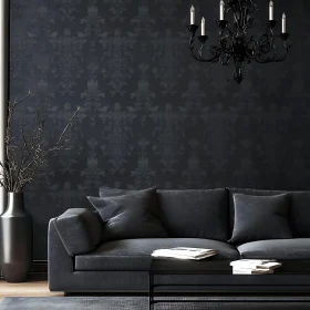 Dark Interior Design with Chandelier