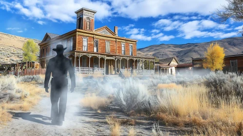 Old West Ghost Town Silhouette