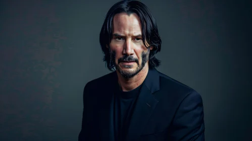 Striking Keanu Reeves Portrait in Dark Background