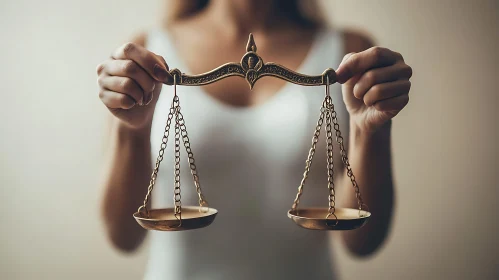 Scales of Justice Held by Woman