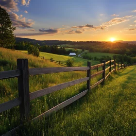 Golden Sunset Over Green Field