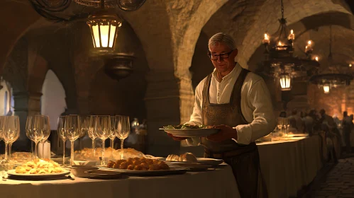 Server in a Grand Banquet Setting