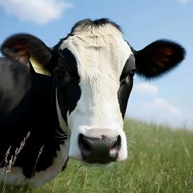 Close-Up of Cow on Green Field