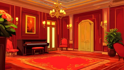 Elegant Interior Design with Red and Gold