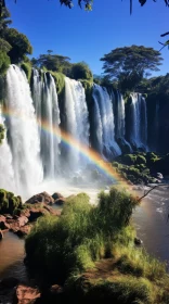 Captivating Rainbow Over Waterfall - A Stunning Natural Wonder