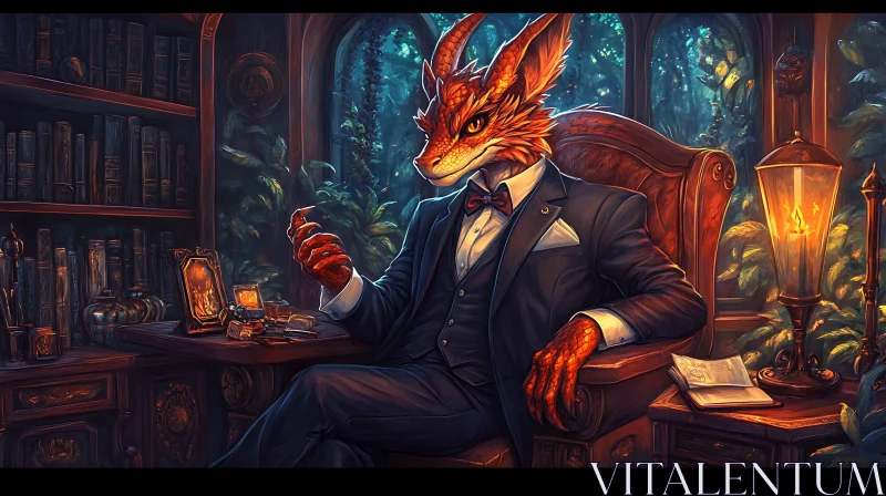 Sophisticated Dragon Character Portrait AI Image