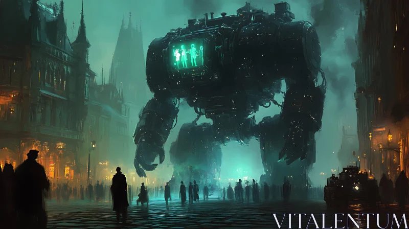 AI ART Giant Robot in Teal City