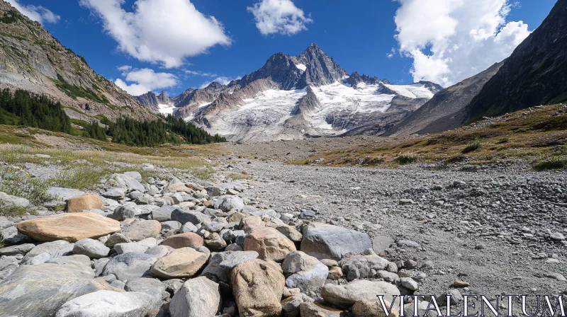 Snow-Capped Mountain Peaks and Rocky Landscape AI Image