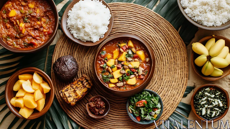 Colorful Traditional Food Arrangement AI Image