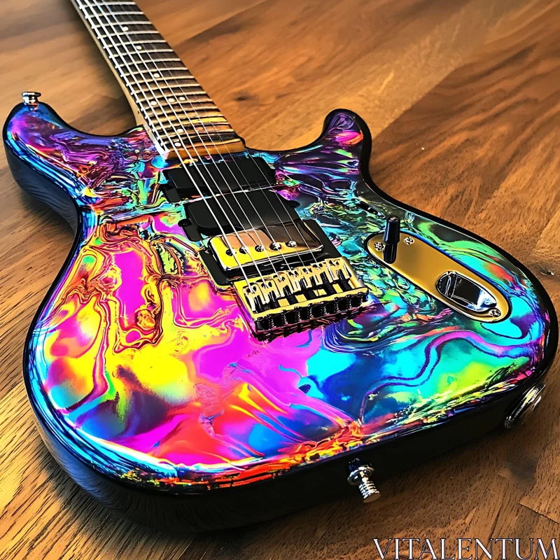 Colorful Swirl Guitar Art AI Image