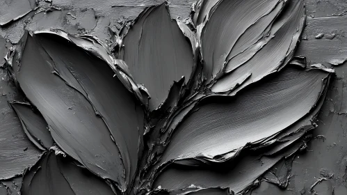 Impasto Leaf Form in Gray Tones